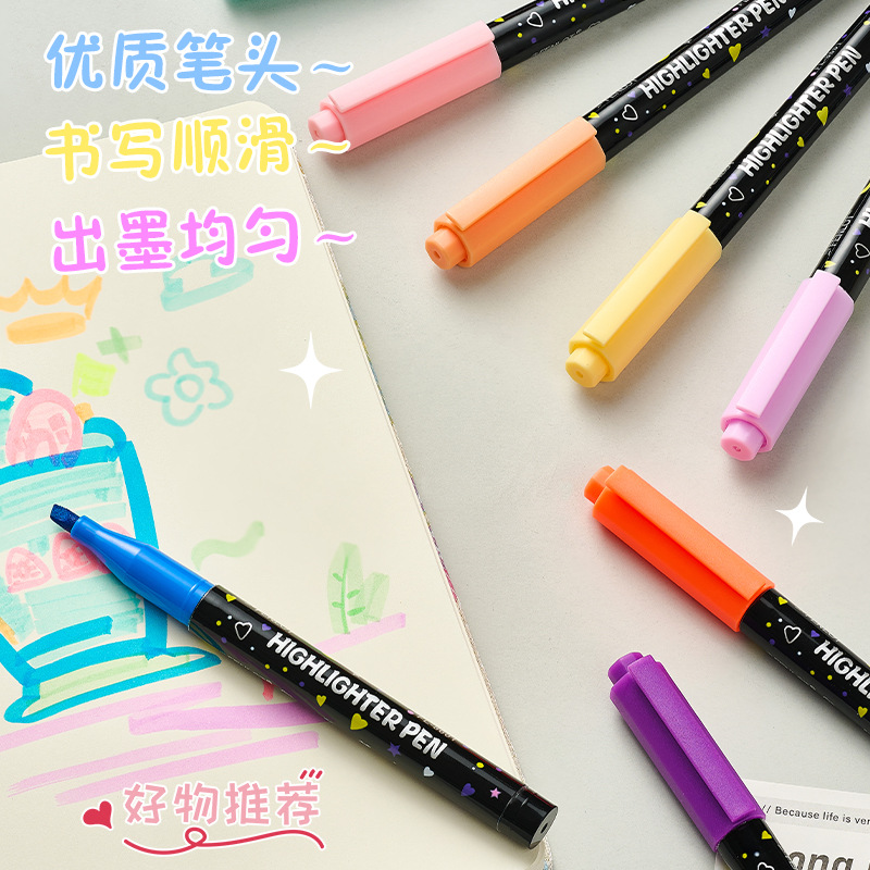 6 colores Macarón conjunto de marcadores de aprendizaje marcador de colores brillantes y suaves DIY bolígrafo creativo en stock