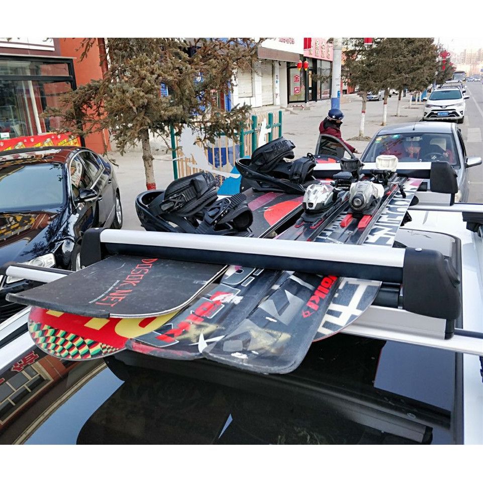 2 Aluminum Alloy Car Roof Ski Racks for Loading Snowboards and Skis, Ski Sled Clip Holder