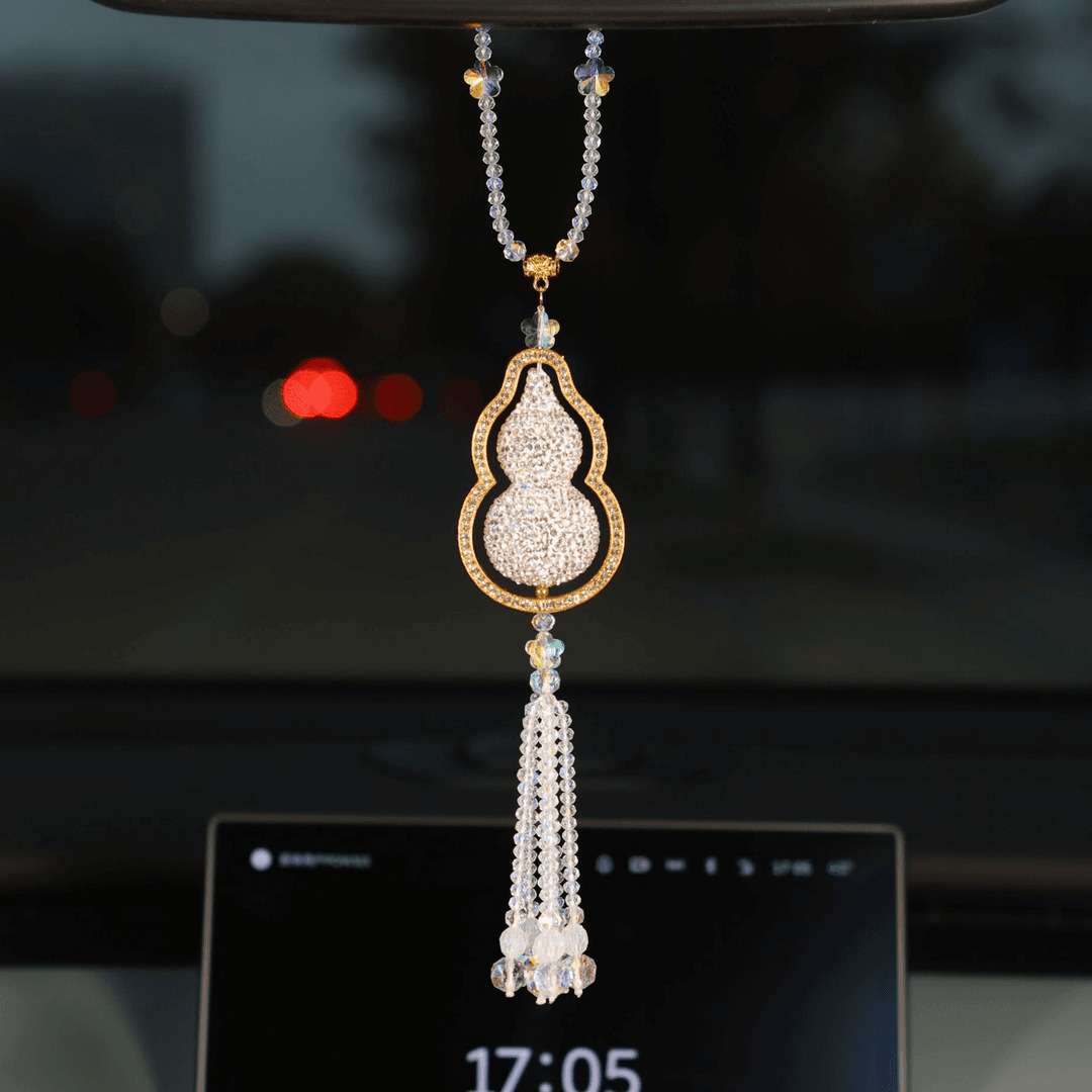 Colgante de calabaza con diamantes ligeros de lujo para automóviles colgante de calabaza sensación de decoración interior de automóviles colgante de espejo retrovisor de automóvil mujer