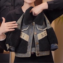 2014儿童冬季新款韩版加绒加厚保暖牛仔外套男女童立体玩偶派克服