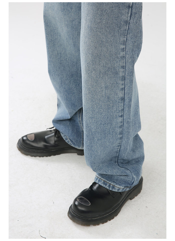 Quần jean nam ống rộng ống đứng dáng suông thoải mái phong cách Hàn Quốc — Xanh denim, Xanh lam đậm, Đen Xám chi tiết 9