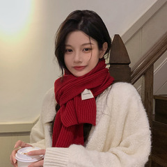 韓国版ins学院風純色マフラー女性冬の学生は保温マフラーを厚くして、ニットの小さいマフラーの女性を編みます。