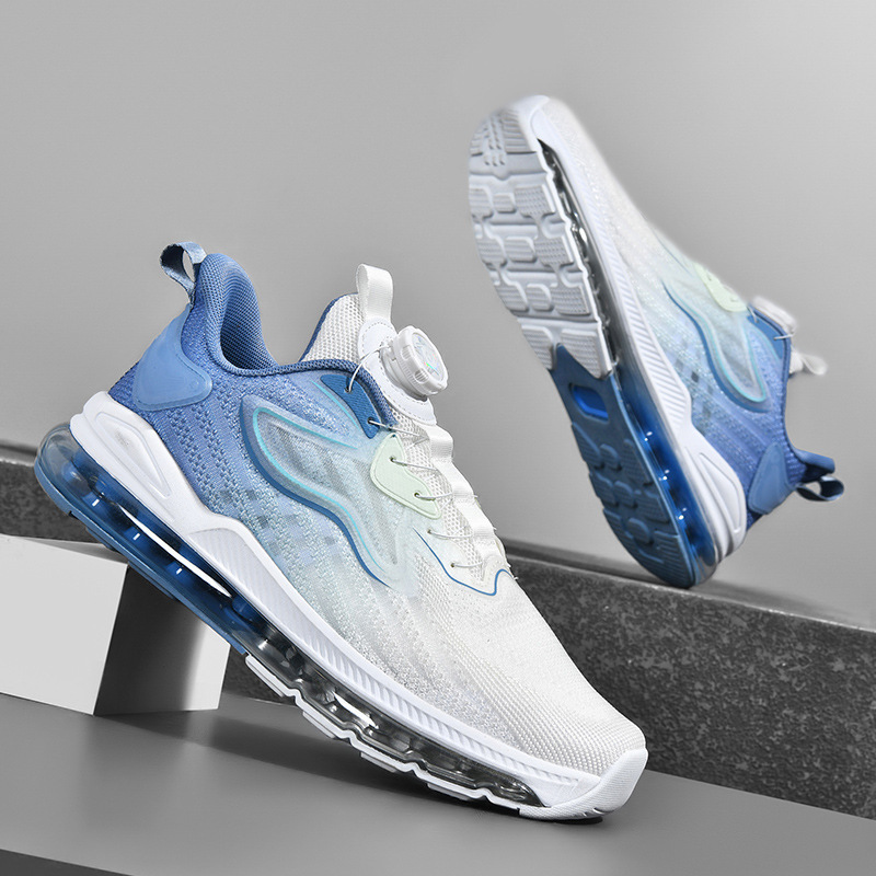 Rotating button air cushion sneaker men's lace-free summer 46 breathable 47 shock absorption 48 running men's shoes plus size