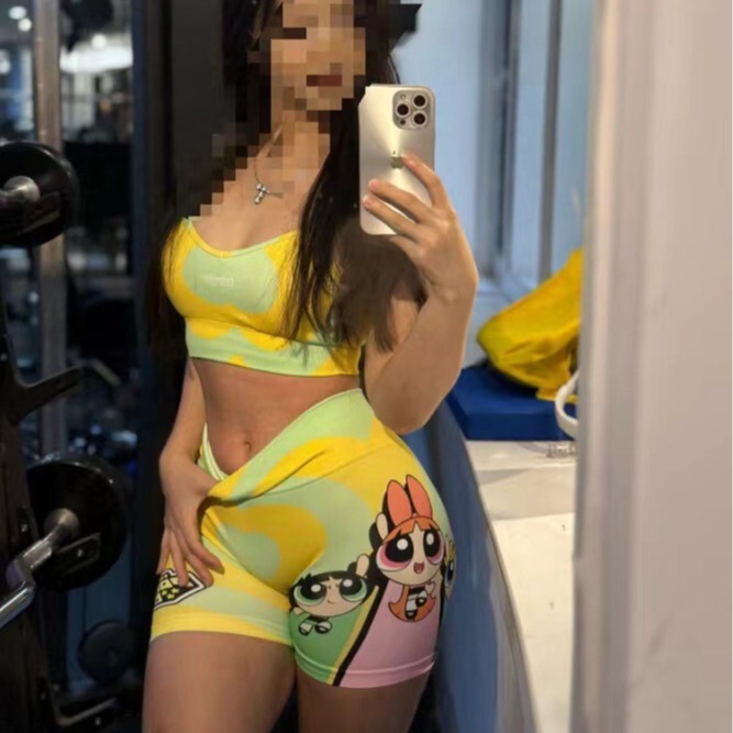 Small Airplane Cartoon Seamless Peach Powder Love Printed Flying Police Tight Hip Yoga Shorts Women's Fitness Clothing Set Small Airplane Cartoon Seamless Peach Powder Love Printed Flying Police Tight Hip Yoga Shorts Women's Fitness Clothing Set