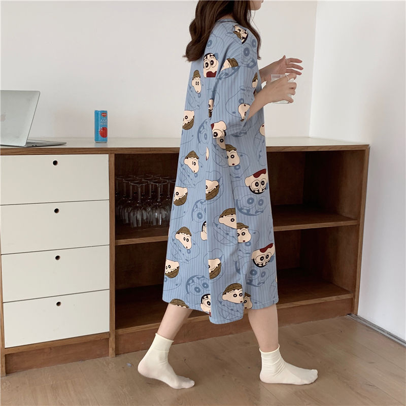 Women's Pajamas for Summer Korean-style Spring and Autumn Students Short-sleeved Home Clothes Cute Cartoon Loose Pregnant Women's Pajamas for Summer