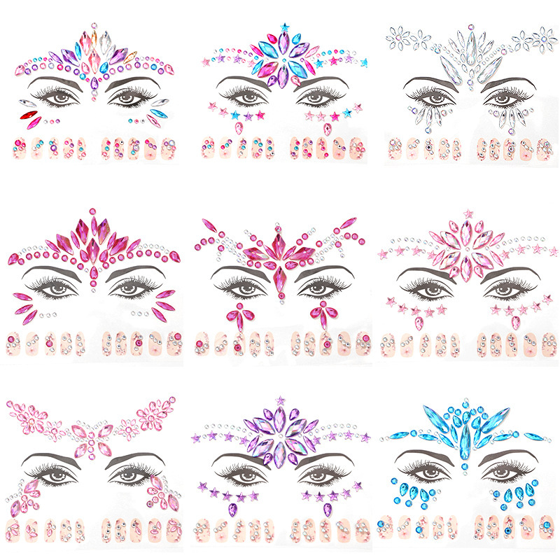 Cross-border electric syllable face paste eyebrow paste diamond acrylic diamond carnival diamond paste masquerade ball manicure paste face decoration Cross-border electric syllable face paste eyebrow paste diamond acrylic diamond carnival diamond paste masquerade ball manicure paste face decoration