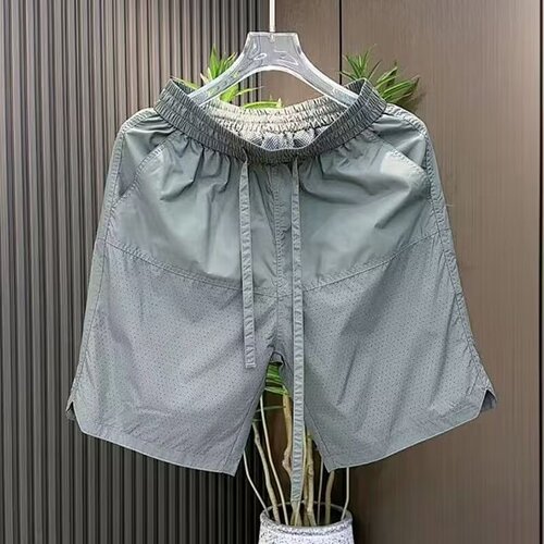 Men's Summer New Hole Drainage Breathable Casual Shorts Simple Fashion Versatile Loose Quick-drying Thin Ice Silk Four-quarter Pants
