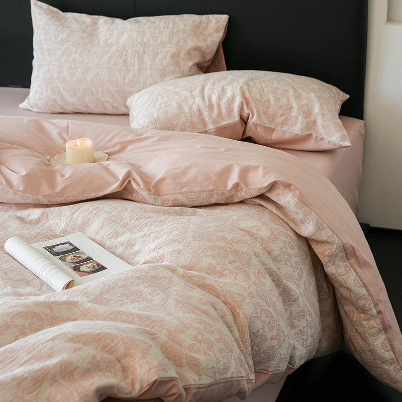 60S algodón completo de tres capas de hilo de cuatro piezas de algodón puro tipo A Jacquard simple sábanas de lujo ligeras cubiertas de ropa de cama de tres piezas