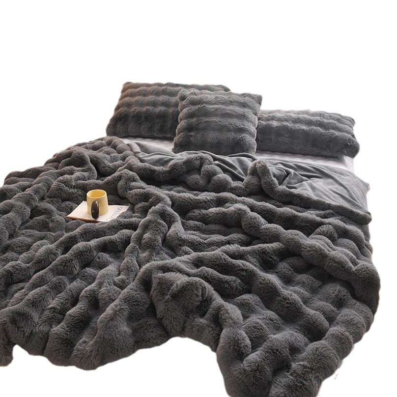 Luz de invierno manta de terciopelo de conejo de lujo engrosada manta de dormitorio de terciopelo de doble cara manta de siesta de cama de felpa de conejo avanzada