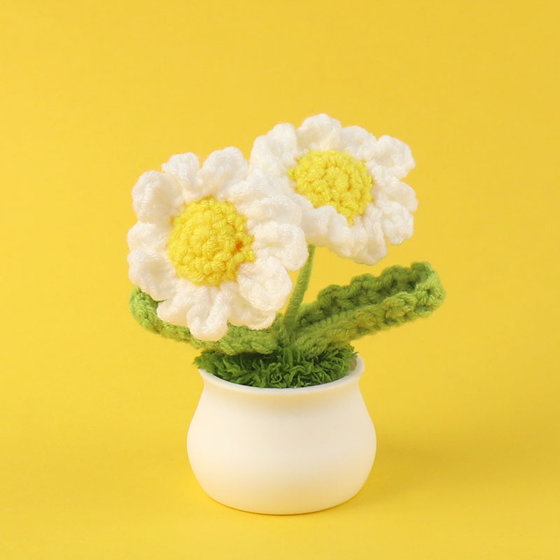 完成品クロスボーダーニットウールひまわり鉢植え造花研究デスクトップ装飾品卒業子供の日の小さなギフト|undefined