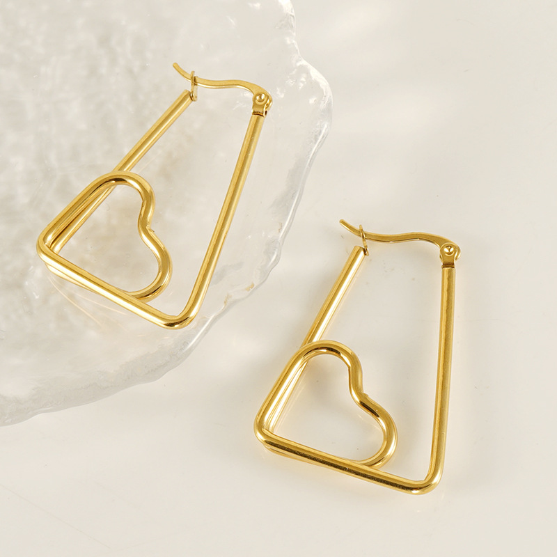 Minimalist Titanium Heart Drop Earrings - Elegant Stainless Steel_voghion.com
