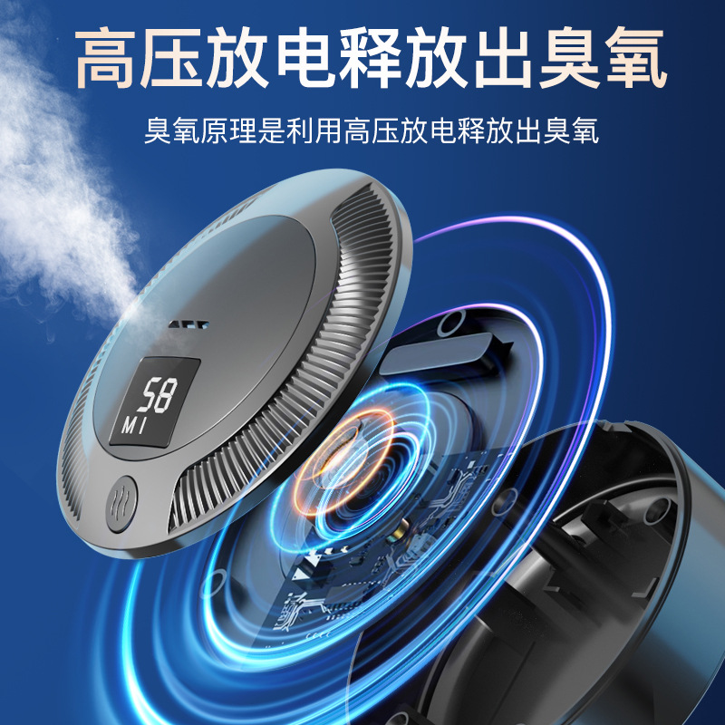 Digital Display Car Air Purifier for Home & Office: Odor-Removing, Ozone-Powered, Highly Effective for Germ Killing, Formaldehyde Removal, and Fog/Smog Odor Elimination