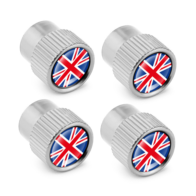Cross-border car exterior aluminum alloy British flag valve cap valve cap creative air nozzle cover car exterior