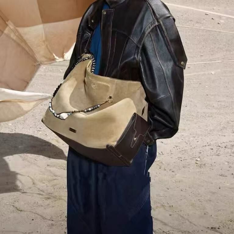 [Same Style as Jiang Qiming] Shansha Xunji Hobo Large-Capacity Tote Bag, Retro Commuter Shoulder Crossbody Computer Bag