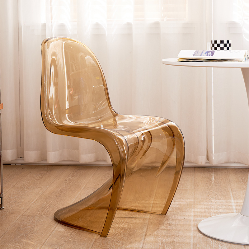 Panton Chair, Simple Modern Dining Chair, Creative Designer Acrylic Plastic Chair, Transparent Chair, Makeup Stool for Home Use