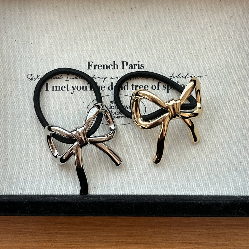 20g Weight Hair Tie Hair Accessories Type 1 Piece Quantity Holiday, Daily, Street Occasion Alloy Material Bow Knot Pattern Women's Gender French Style, IG Style Style Women's IG Style French Style Bow Knot Alloy Hair Tie 5