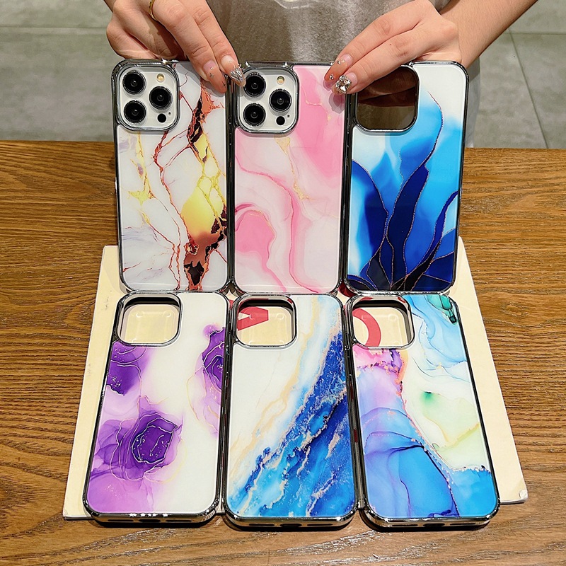 Galvanoplastie à motif marbré 2 en 1, étui de protection 2 en 1 adapté au téléphone iPhone 15 ProMax Apple 1413 S23_voghion.com