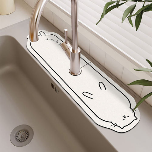 Diatomaceous Earth Water Absorbent Faucet Countertop Kitchen Drain Mat Narrow Edge Bathroom Sink Vanity Splash Mat