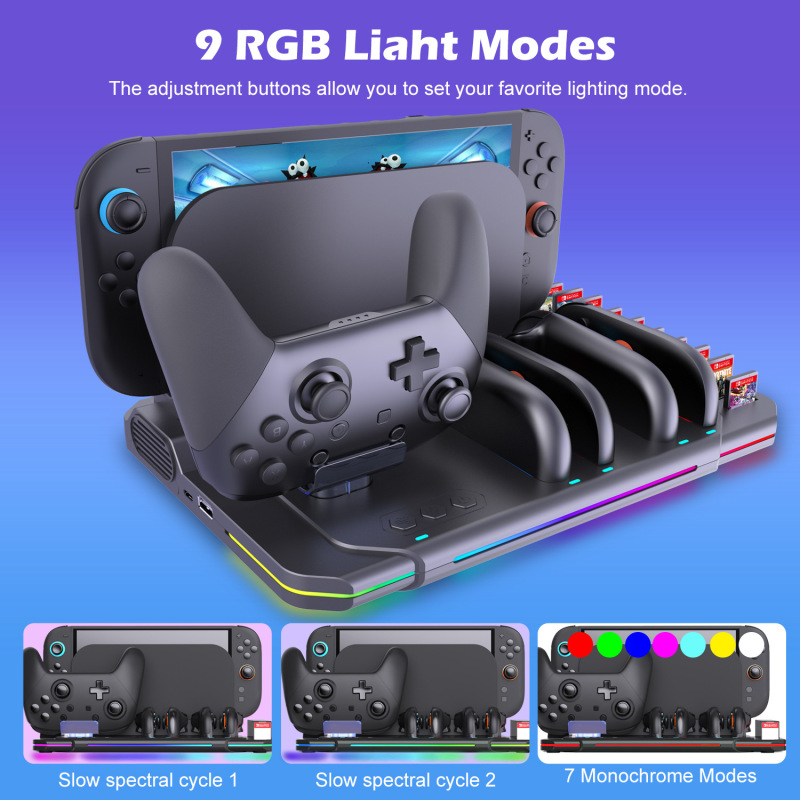 Switch2 冷却ファンベース Joycon 4 充電スタンド ゲームカード付き PRO ハンドル充電|undefined