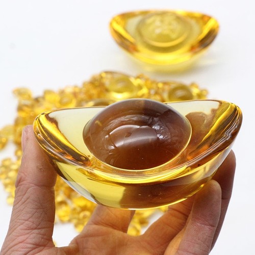 Manufacturer wholesale crystal ingot cornucopia decoration gold ingot home office desk crafts ornaments