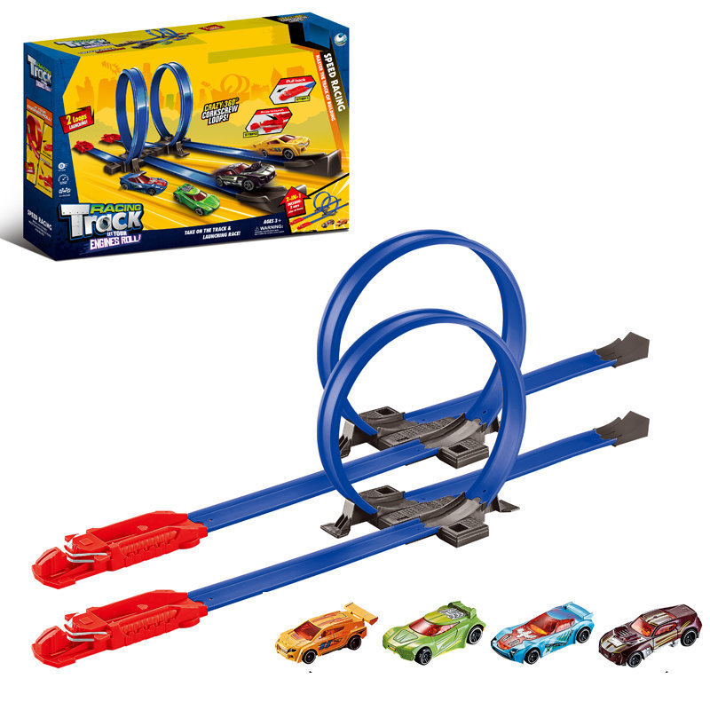 Cross-Border Rail Car Combination Set Three-Ring Track Small Sports Car Boy Alloy Sliding Racing Toy Wholesale Cross-Border Rail Car Combination Set Three-Ring Track Small Sports Car Boy Alloy Sliding Racing Toy Wholesale