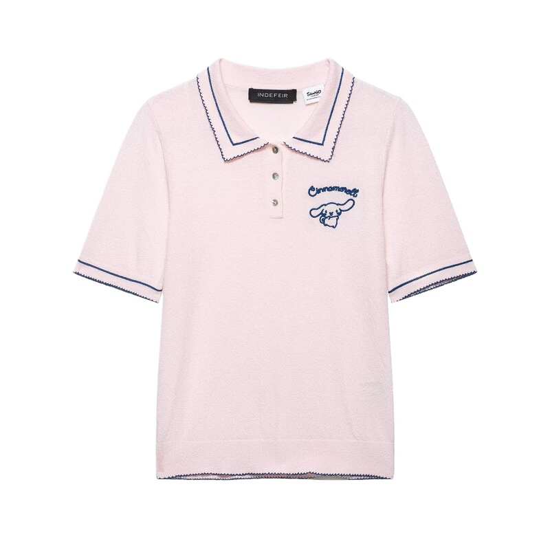 Cross-Border Wholesale Women's Clothing New Style Sanrio Hello Kitty Knitted Polo Shirt 575503