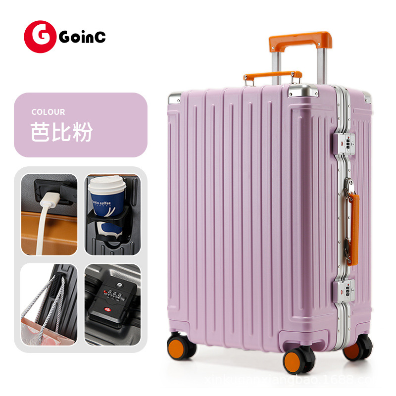 2025 nueva maleta multifuncional de color de contraste para mujer, maleta de embarque de 20 pulgadas, maleta de alto valor de 24 pulgadas para hombre