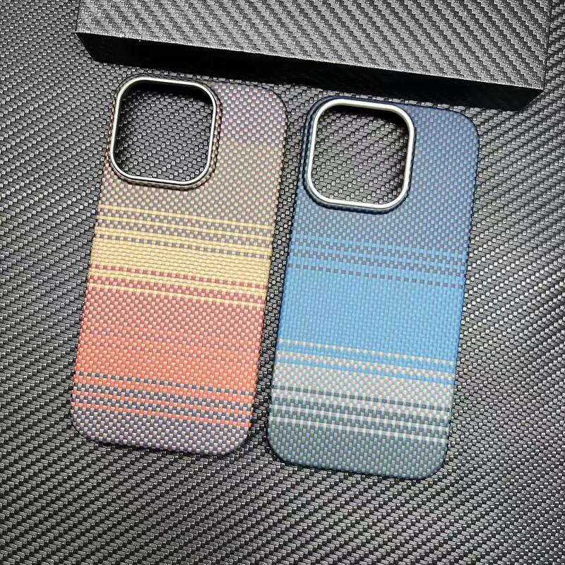 Suitable for Apple 16 Pro Max Kevlar Phone Case, Magnetic Version, 16 Pro Carbon Fiber Protective Cover, Anti-Fingerprint