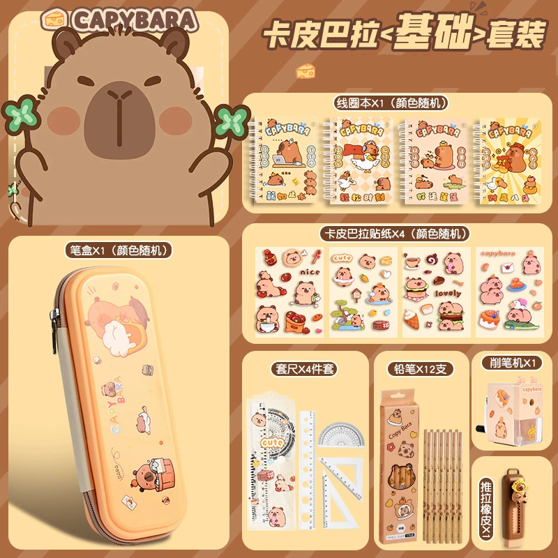 Stationery Gift Box (Capybara) — Complete Cute Set for Elementary Students, Birthday Present