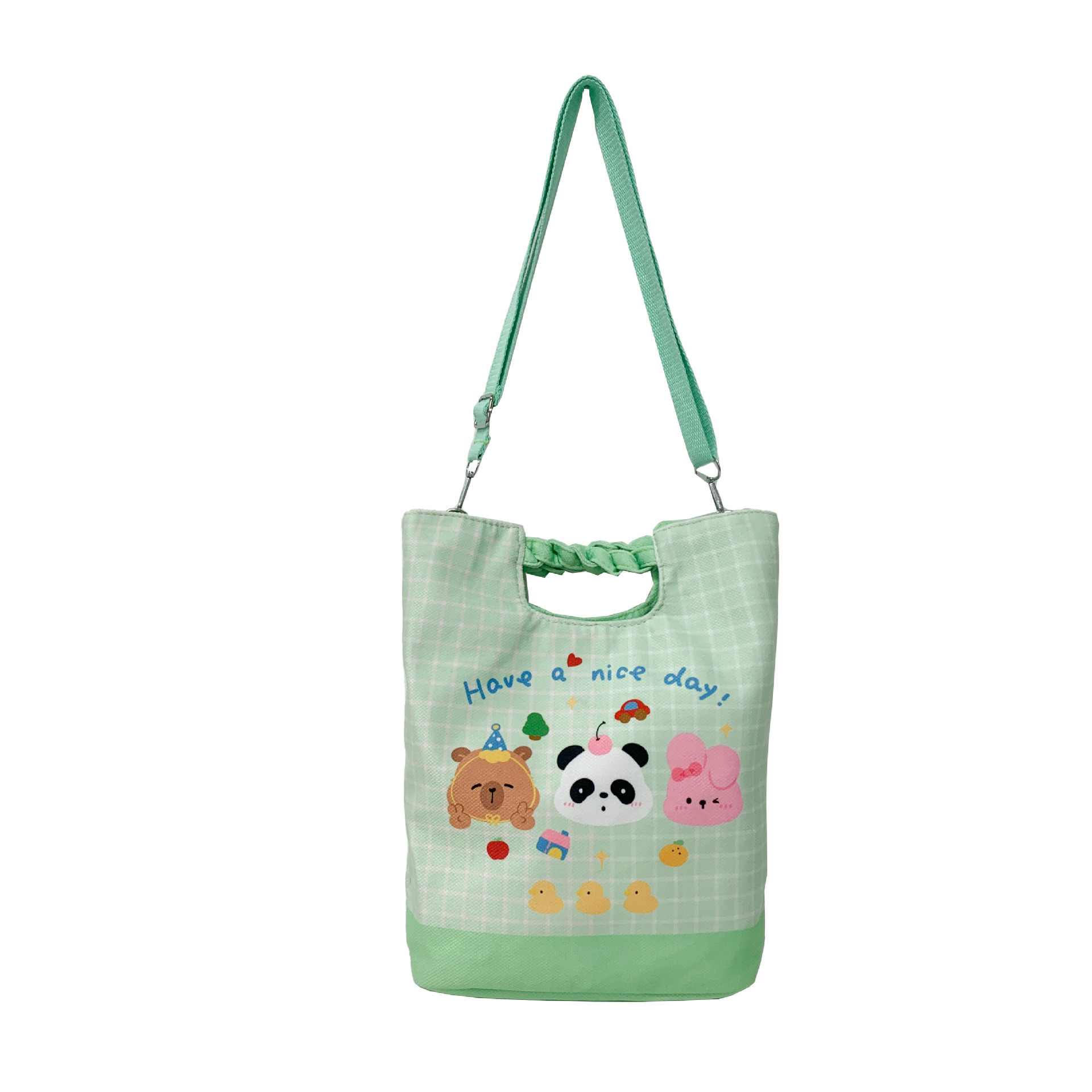 Bolsos de hombro de dibujos animados japoneses para niños y niñas, bolsos de impresión de cuadrillas lindos para bebés, bolsos de gran capacidad para niños