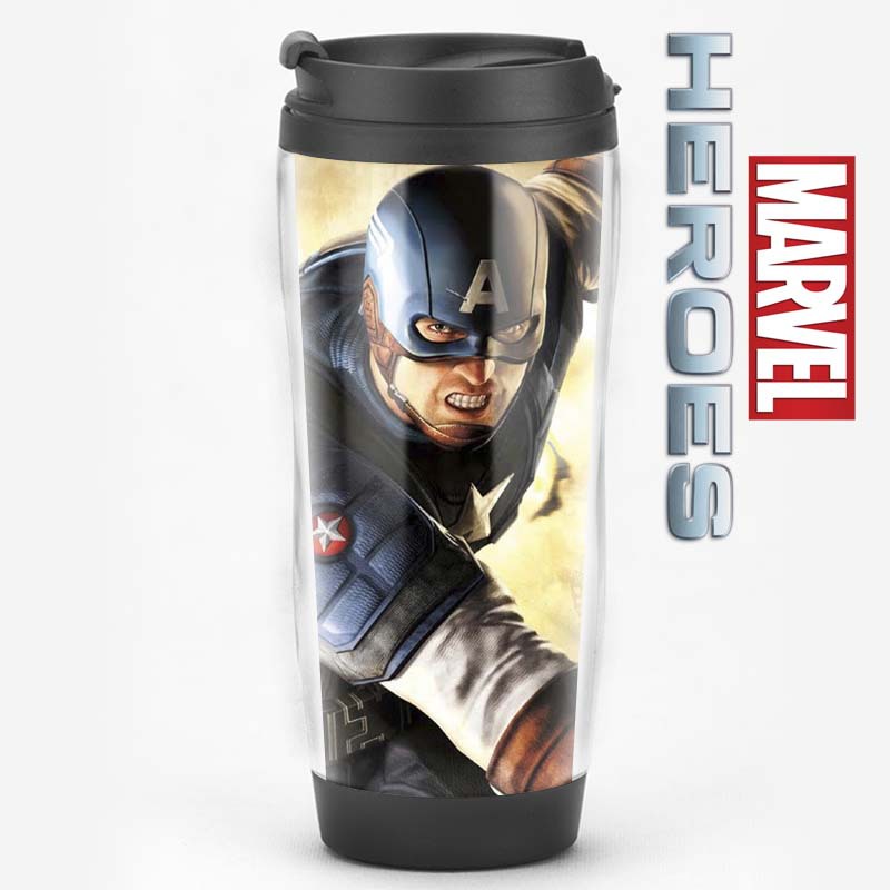 Equipo de EE. UU. Película de superhéroes que rodea al Capitán América Regalos Recuerdos de los fanáticos Taza de agua Taza de café con tapa
