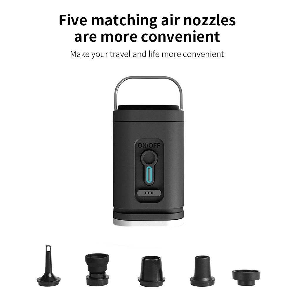 越平 Outdoor Inflatable Pump Quick Air Inflation Electric Air Pump (Hava nasosu) - black-with-light-color-box-packaging-1200mah-30w
