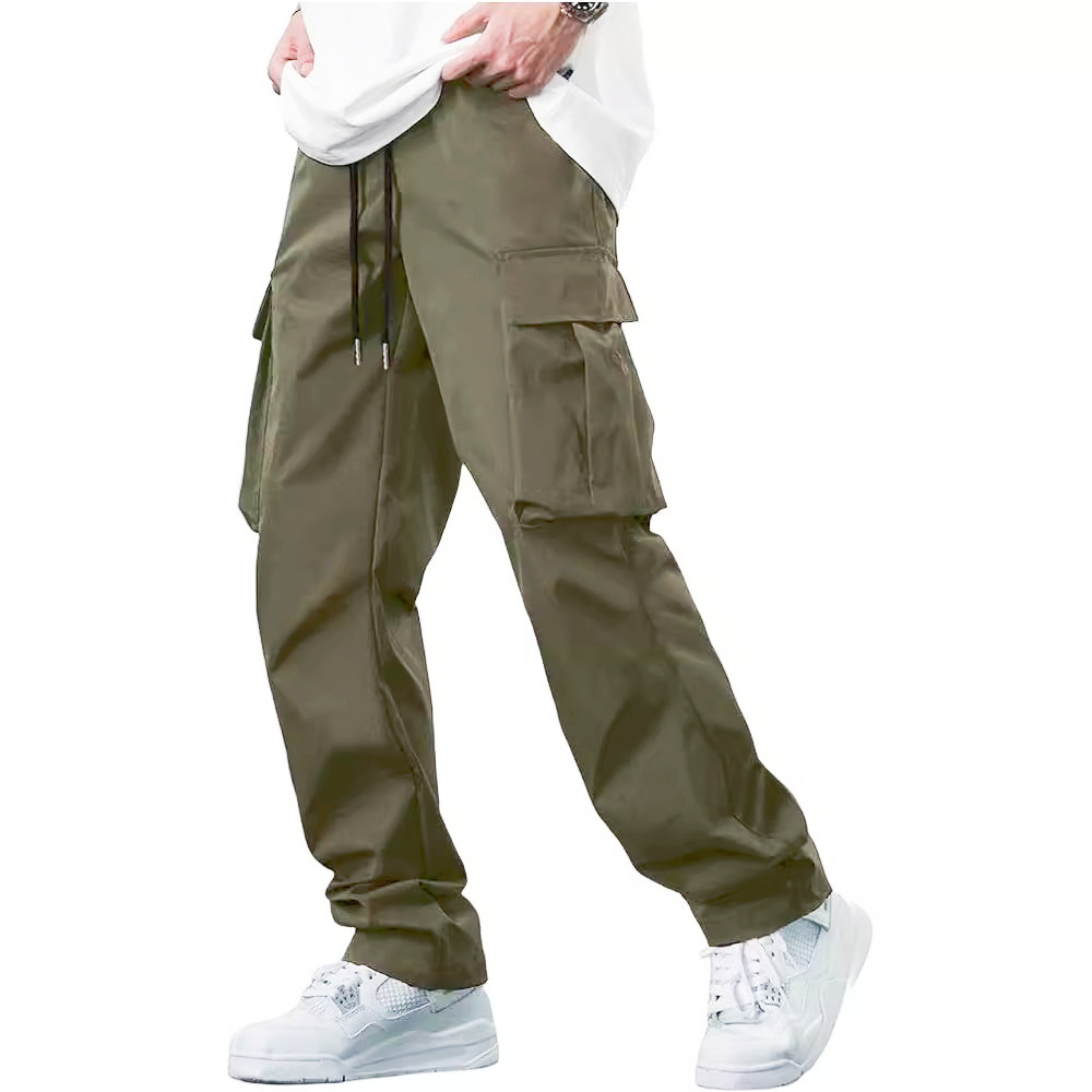 Suvised Uued Meeste Cargo püksid Viiginööriga Multi Pocket Casual Pants_voghion.com