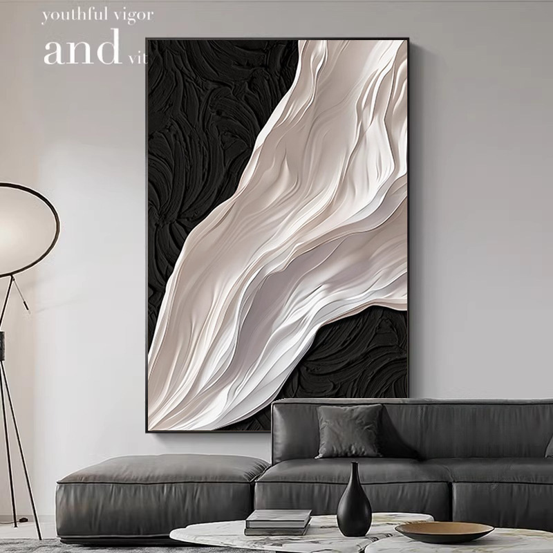 Minimalist Modern Living Room Decorative Painting Abstract Texture Sofa Background Wall Painting Black and White Bedroom Entrance Hanging Painting Wabi-Sabi Style Minimalist Modern Living Room Decorative Painting Abstract Texture Sofa Background Wall Painting Black and White Bedroom Entrance Hanging Painting Wabi-Sabi Style