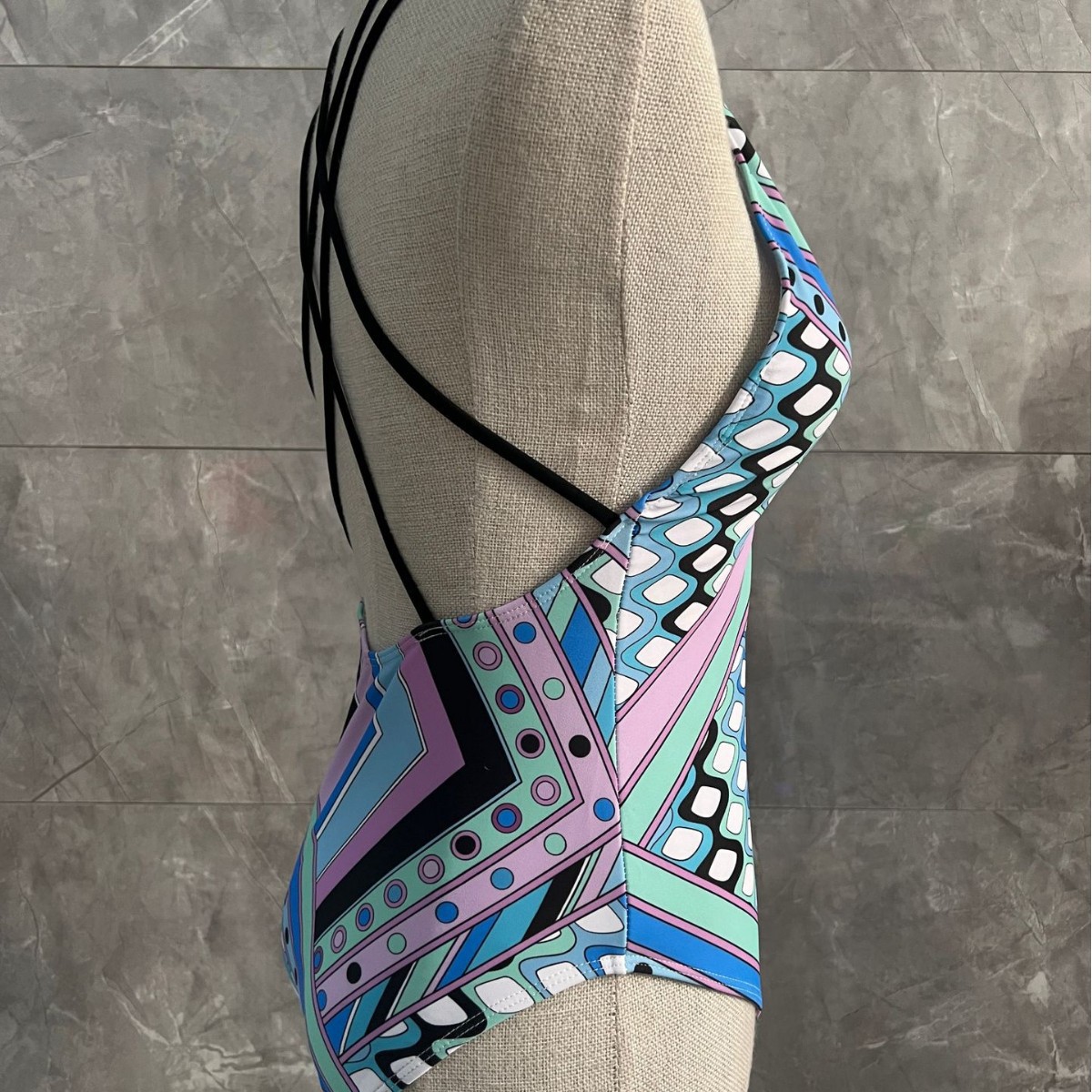 Set bikini donna a vita alta increspato costume due pezzi_voghion.com