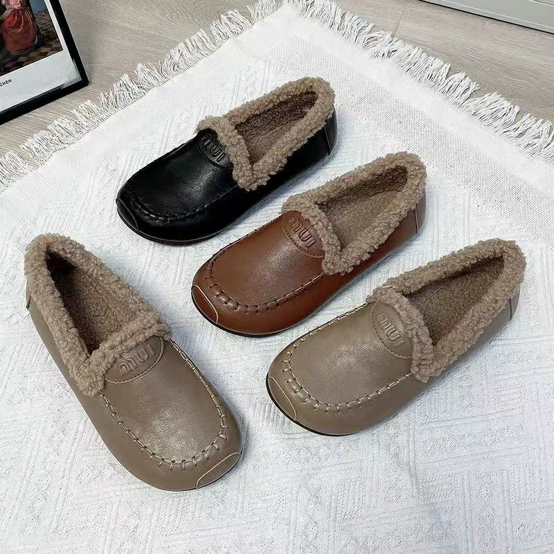 Настоящие мягкие кожаные ботинки из ягненка из бобов женские мягкие подошвы из хлопка женские зимние бархатные туфли