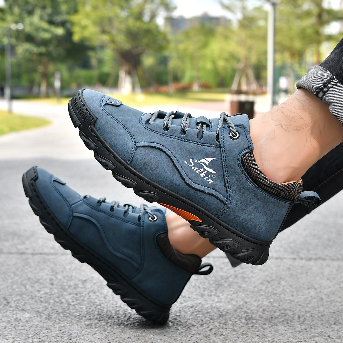 Cross-Border Plus Size PU Leather Men's Fashion Hand-Sewn Ankle Boots Flat Lace-Up Casual Shoes_voghion.com