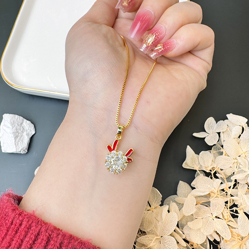 Nuevos productos lindos cuernos de reno imitación de diamantes de oro de arena vietnamita conjunto de collar de oro para mujeres ligero lujoso simple anillo versátil pendientes