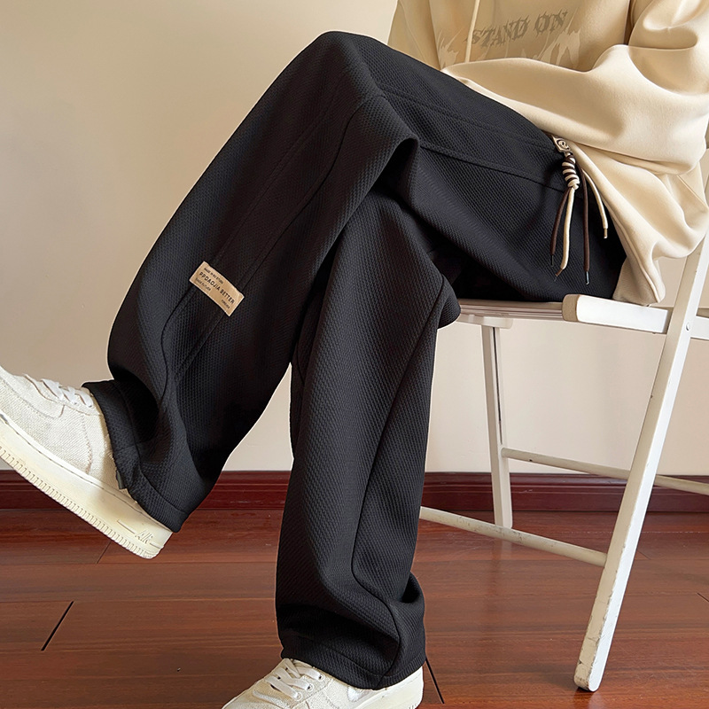 Estilo japonés de gran tamaño pantalones blancos de los hombres de primavera americana retro suelta Pantalones anchos de pierna trapeador drapeado pantalones Casuales