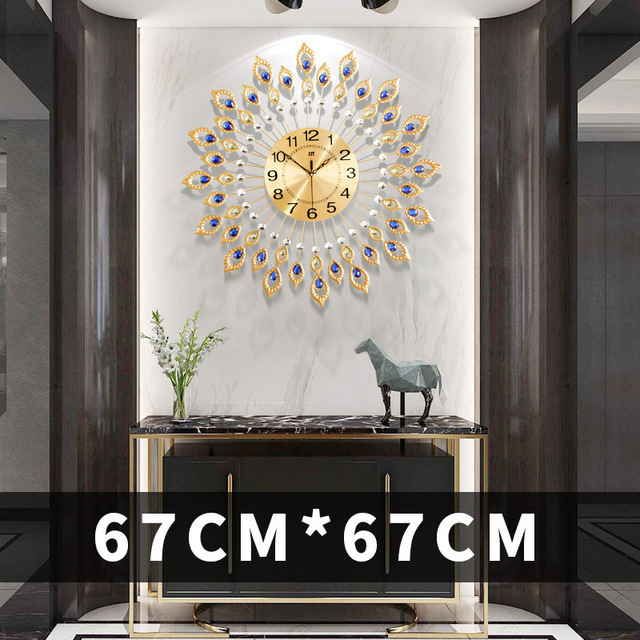 Reloj de pared de pavo real elegante de hierro forjado, diseño creativo de moda silenciosa, reloj de comercio exterior/Amazon