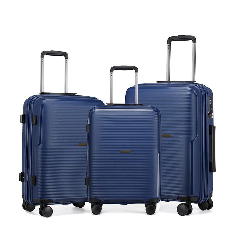 Bộ ba vali du lịch Quảng Châu 20-24-28 inch, vali xách tay bánh xe đa năng, vali da mở rộng khóa TSA — Màu đen, Màu xanh đậm, Màu xám chi tiết 11