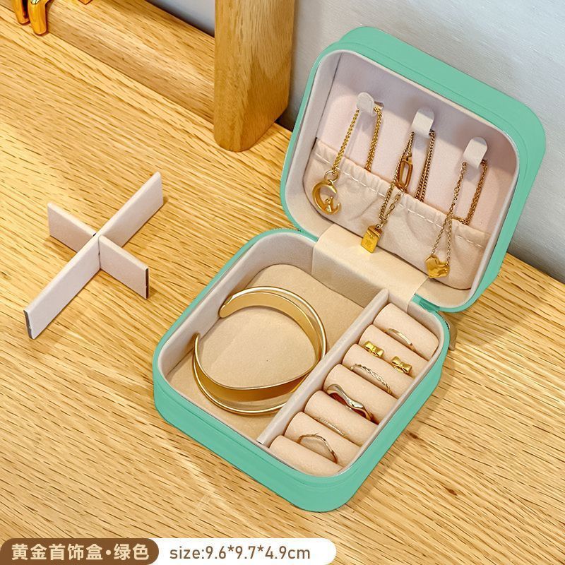 Caja de almacenamiento de joyas de oro transfronteriza Pendientes antioxidantes Caja de joyería Anillo Caja de collar Caja de almacenamiento Mini
