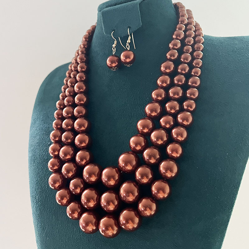 150g Weight Earrings, Necklace Classification 1 Set Quantity Banquet, Cocktail Party Occasion Imitation Pearl Material Pearl Pattern Women's Gender Round Design Glam, Exaggerated Style Glam Exaggerated Pearl Imitation Pearl Round Women's Earrings Necklace 15