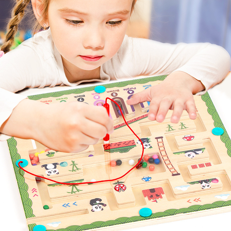 Niños laberinto magnético perlas digitales bolígrafo magnético color clasificado tablero de contador de concentración juguetes de educación temprana