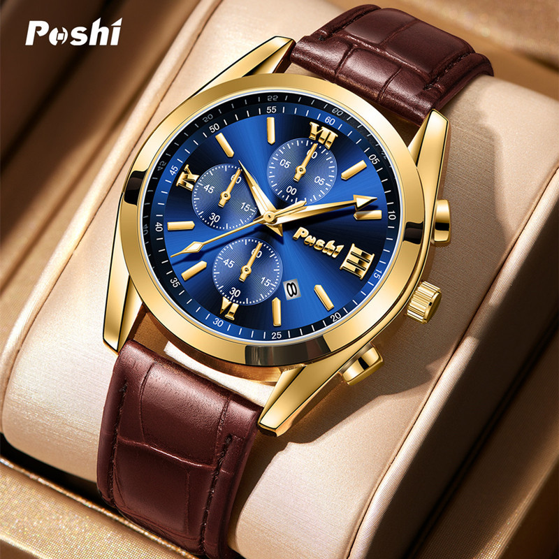 POSHI 2023 nuevo reloj de hombre luminoso falso reloj de cuarzo de tres ojos reloj de hombre de moda de estudiante Masculino