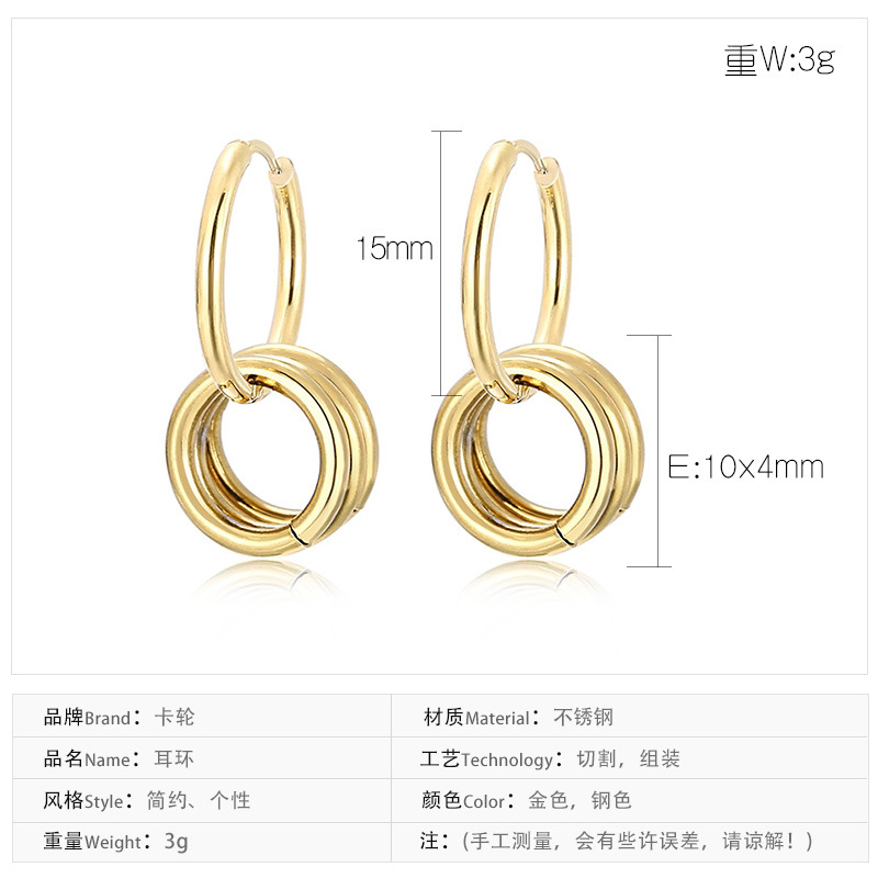 Fashion Geometric Plating Titanium Steel 18K Gold Plated Earrings display picture 1