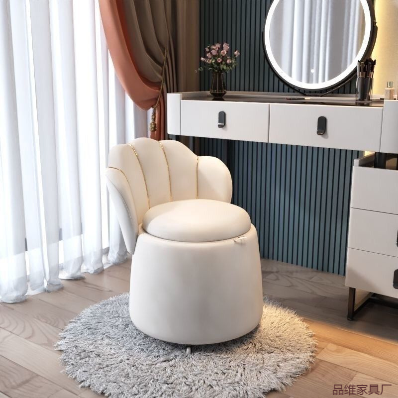 Nuevo tipo de silla de maquillaje de lujo ligero hogar dormitorio respaldo silla de almacenamiento silla de maquillaje