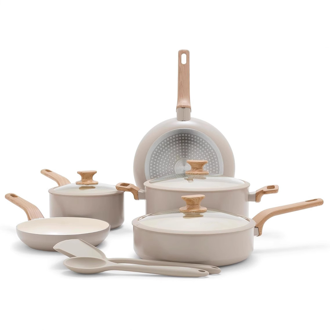 Juego de ollas de siete piezas para el hogar nórdico, olla de leche de alto valor, olla antiadherente, olla de sopa, utensilios de cocina al por mayor