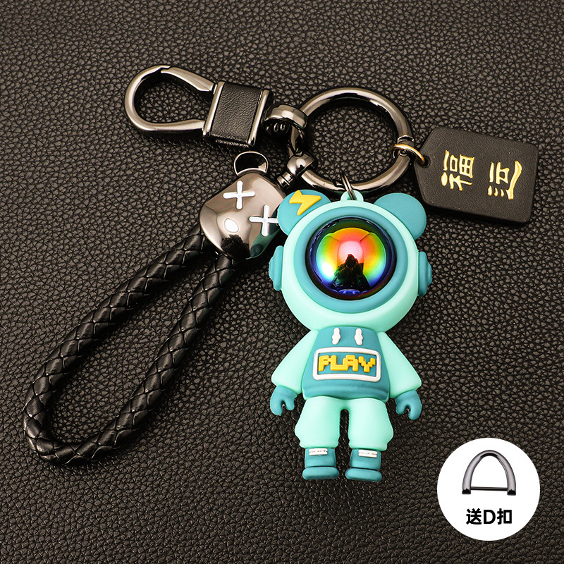 Cross-border Lightning Bear Car Llavero de silicona Colgante de oso violento Cuerda de mano Llavero de cuero de alta gama Fu