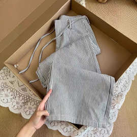 舒服好看又出片！设计感条纹直筒休闲裤女春秋宽松百搭高腰裤子潮